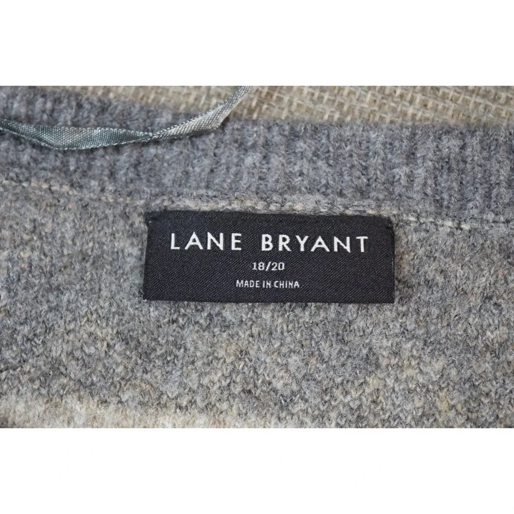 Lane Bryant Fair Isle Sweater 18/20 Gray‎ Zigzag Diamonds Wool Blend - Picture 6 of 7
